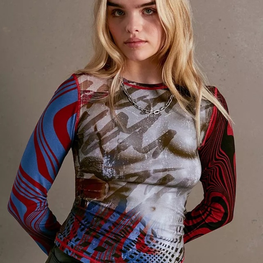 Jaded London Abstract Multicolor Long Sleeve Top